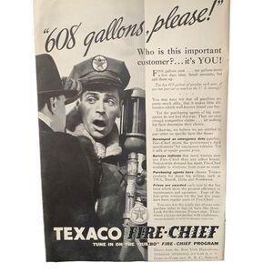 Vintage 1936 Texaco Fire Chief 608 Gallons Ad Advertisement